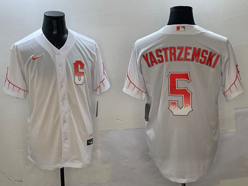 Men San Francisco Giants 5 Yastrzemski White City Edition Game Nike 2025 MLB Jersey style 1